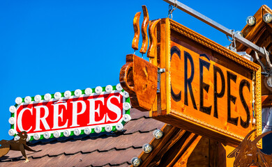 typical crepes sign at a market
