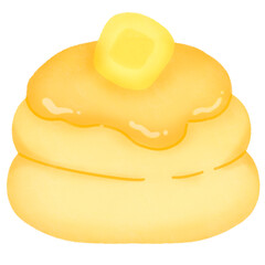 Stack of pancakes with syrup and butter