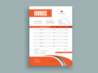 Professional Invoice Design. Business invoice form template. money bills or pricelist and payment agreement design templates.