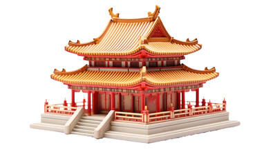 Tranquil Isolated Temple Replica on isolated background
