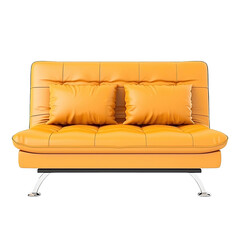 Fototapeta premium Vintage Yellow Sofa with Ornate Wooden Frame, Perfect for Classic and Elegant Interiors