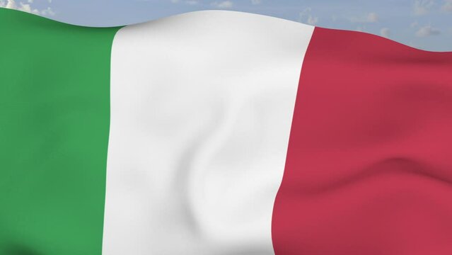 Loop der Italien Fahne wehend im Wind als Nahaufnahme 4K
