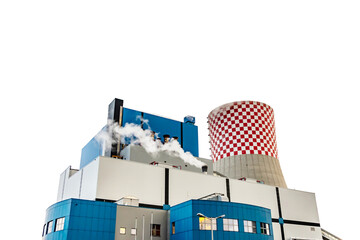coal fired power plant white isolated background