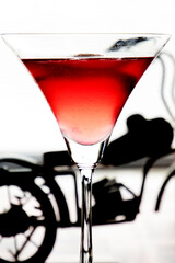 red cocktail/jucie on the table 