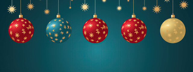 Merry Christmas Card With Hanging Ball Decoration