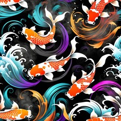 Koi Fish with Colorful Scales and Flowing Fins
