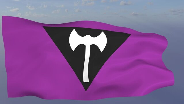 Loop der Pride Lesbian Fahne wehend im Wind als Nahaufnahme 4K	