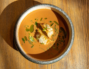Nepalese Momo Jhol Achar Dumpling Soup, Fried Gyoza Broth, Spicy Tomato Momo Seasoned Soup
