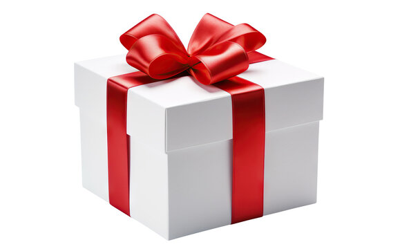 Gift box with red ribbon, cut out