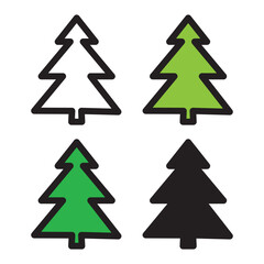 Christmas tree outline set. Icon. vector.