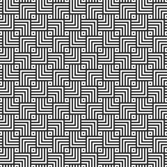 Geometric Maze Seamless Pattern Monochrome Background Vector Illustration