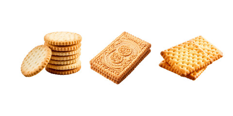 Obraz na płótnie Canvas Set of Pastry, biscuit, cookies isolated white background