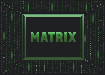 Obraz premium Word MATRIX and digital code on dark background