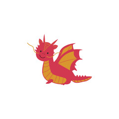 Cute red dragon on white background