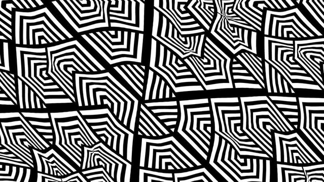 Abstract background with black stripes.Seamless loop video.Monochrome pattern.