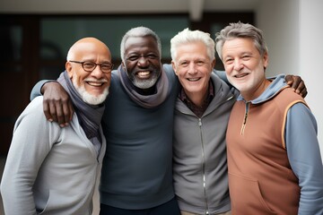 senior diversity male people together. bright and healthy life concepts in old age. generative AI