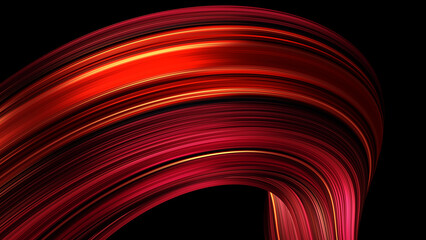 Red abstract background with curved lines 3d render