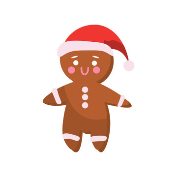 Christmas gingerbread man on white background