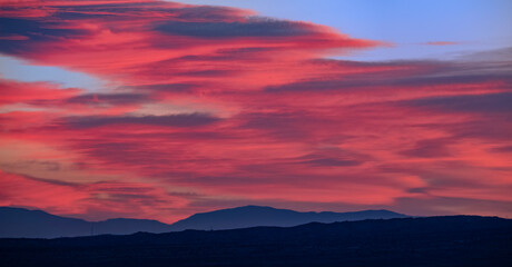 Sunrise over Albuquerque and Sandia Mountains, New Mexico