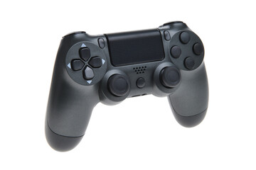 Black Joystick gaming controller isolated on white background