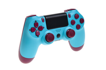Blue Joystick gaming controller isolated on white background © vrej