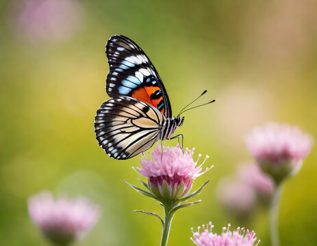 butterfly on a flower in a summer meadow. generative ai