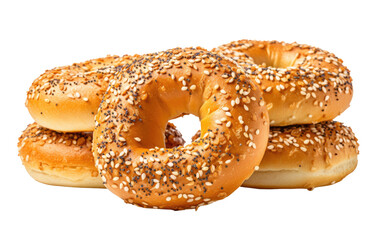 Sesame Seed Montreal Bagels on isolated background