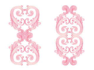 Watercolor pink lace pattern for border, frame, banner design for wedding, birthday, Valentine's Day