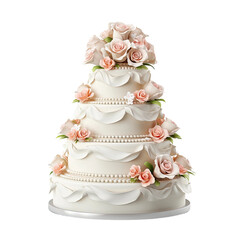 Majestic Tiered Wedding Cake with White Fondant and Sugar Flowers