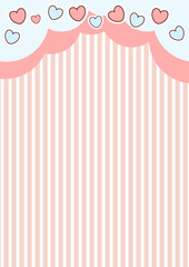 Cute background for a card made of pink and white hearts with hearts