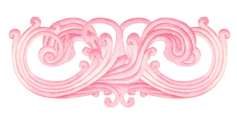 Watercolor pink lace pattern for border, frame, banner design for wedding, birthday, Valentine's Day