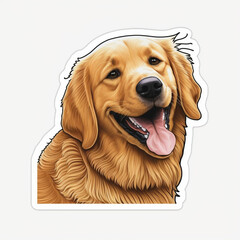 golden retriever dog cut out sticker Generative AI