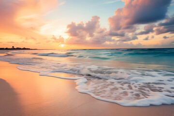 Seashore Aria: The Sun's Rising Crescendo Warms the Beach, Waves Applauding Against the Timeless Shore.