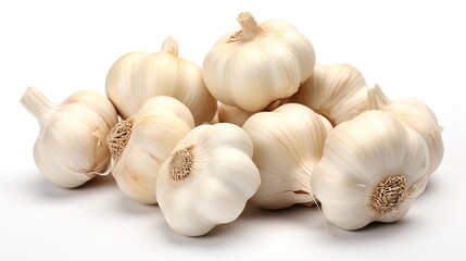 Garlic bulb isolated. Garlic on white background. Purple garlic bulb collection. Set with clipping path.