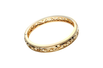 Golden bangle or bracelet isolated on white and transparent background
