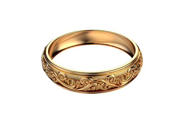 Golden bracelet or bangle isolated on white and transparent background