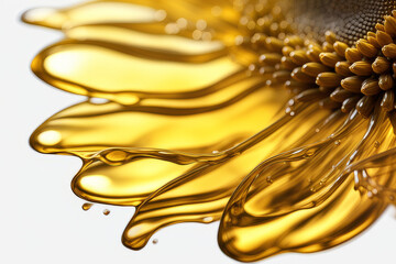 Yellow oil splash and sunflower, AI generated