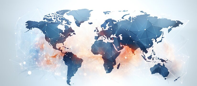 Fototapeta Global network connection. World map point and line composition concept of global business.