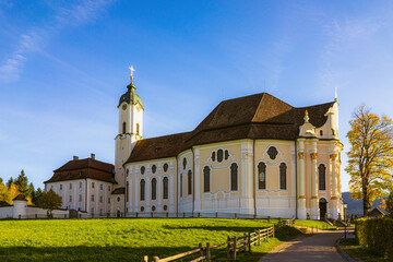 Wieskirche, Wallfahrtskirche zum Gegeißelten Heiland auf der Wies in Steingaden, Bayern, Deutschland
