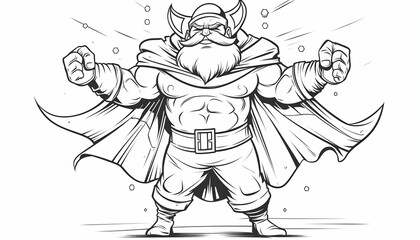 Superhero Santa Claus Character Illustration: Playful Frosty Emergence in a Children's Book Style