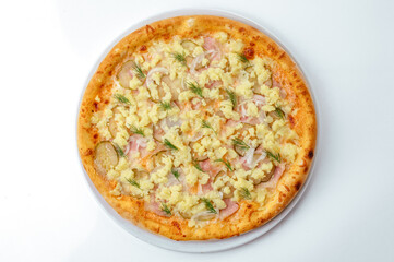 italian pizza on a white background