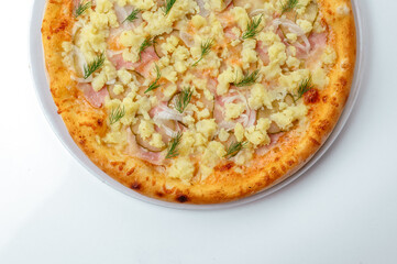 italian pizza on a white background