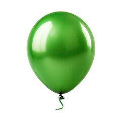 Green balloon floating on transparent background
