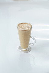 warm winter drinks in glasses on a white background, isolate