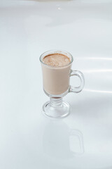 warm winter drinks in glasses on a white background, isolate