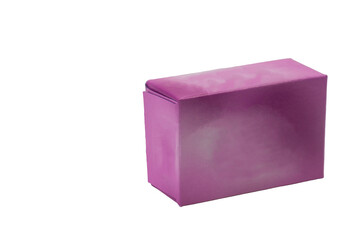 violet paper packaging on a white background.magenta cardboard box on a white backdrop. product packaging concept	