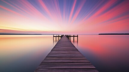 Naklejka premium Gradient sky during a calming sunrise over the ocean