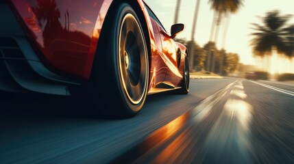 Sports car riding on highway road wallpaper. Car in fast motion 4k. Fast-moving car. Fast-moving supercar on the street.