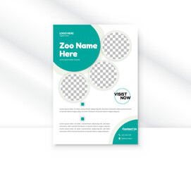 A modern flyer design for zoo advertisement.