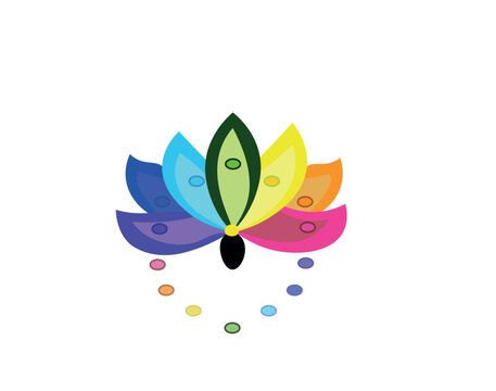 Lotus flower logo, Lotus flower icon, simple vector illustration. 7 color of chakra sign symbol, colorful lotus flower, watercolor painting. Lotus logo, lotus flower logo symbol.